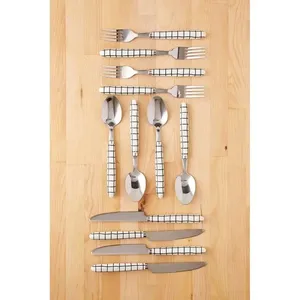 Ensemble d'argenterie à poignée rose couverts en or design simple en acier inoxydable vaisselle élégante pour dessert de table - Product Image 5