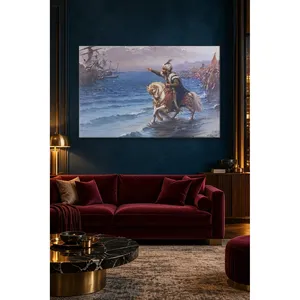 Stampa su Tela: Fida Fausto Zonaro, Sultano <span class=keywords><strong>Mehmed</strong></span> il Conquistatore che Intrafora il Mare a Cavallo Bianco - Product Image 2