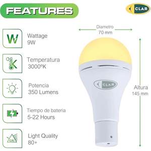 Bombilla LED Recargable por USB con Panel Solar de 9W, Fuente de Iluminación para Exteriores - Product Image 1