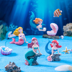 Figurine créative sirène sur récif, miniatures en PVC, artisanat pour aquarium, décoration DIY pour colle crémeuse, accessoires pour micro-paysage - Product Image 5