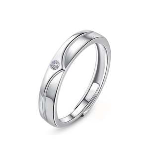 Jeulia Sterling <b>Silver</b> <b>Adjustable</b> Men's Band Rhodium Plated Anniversary <b>Ring</b> - Product Image 1