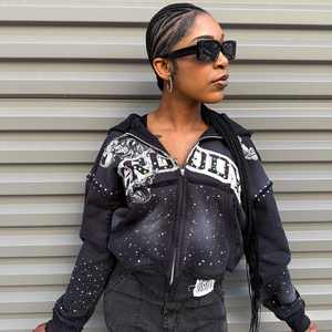 Heavy Weight Raw Hem Cut Baggy Stacked Oversize Camo Print Full Zip up Streetwear Fabricante Recortado Pantalones de chándal y conjunto con capucha - Product Image 3