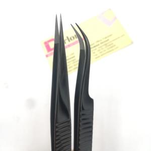 Best Black Plasma <b>Eyelash</b> <b>Tweezers</b> with Private Logo Sustainable Stainless Steel Pointed Curved Fiber Tip <b>Eyelash</b> <b>Tweezers</b> - Product Image 1
