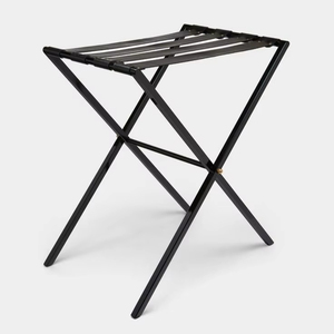 Porte-bagages noir en fer sur mesure conçu pour correspondre aux thèmes intérieurs des hôtels de luxe et des hébergements - Product Image 1