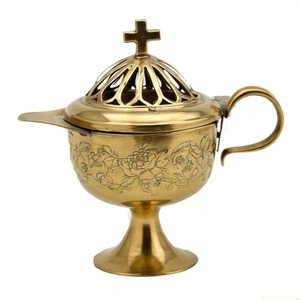 Quemador de carbón de latón bendito, incensario colgante, quemador de incienso de Iglesia Vintage para ambiente ceremonial y espiritual - Product Image 1