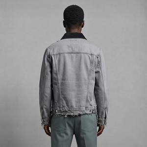 Premium Quality Custom <b>Men's</b> Denim <b>Jacket</b> Simple Loose Fit <b>Long</b> sleeve Wholesale Washed custom logo hip hop <b>men's</b> denim <b>jacket</b> - Product Image 2