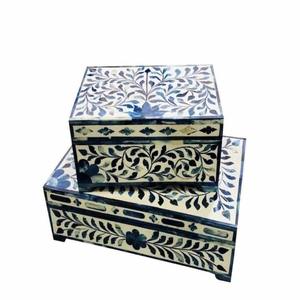 กล่องเครื่องประดับฝังกระดูกที่ทำด้วยมือเป็นมิตรกับสิ่งแวดล้อมดีไซน์ด้วยความรักและนางฟ้าลวดลายแบบดั้งเดิมอินเดีย - Product Image 1