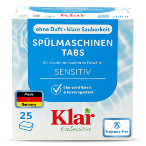 KLAR Custom 1 Vegan Eco Sensitive Europa Pastillas para Lavavajillas 25 Unidades Sin Fragancia Alta Concentración Sin OMG Biodegradables Ecológicas - Product Image 1
