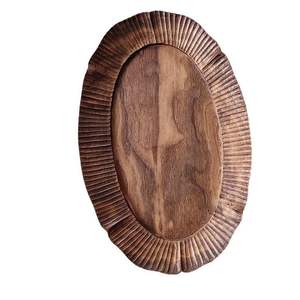 Platos de Madera Rústicos para Servir, Juego de 4 Platos Redondos de 13 Pulgadas, Aspecto de Madera, Color Beige, Decoración Rústica para Mesa de Comedor - Product Image 1