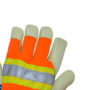 ถุงมือหนังวัวสีเหลืองสำหรับผู้ชาย, ถุงมือสะท้อนแสง - Product Image 2