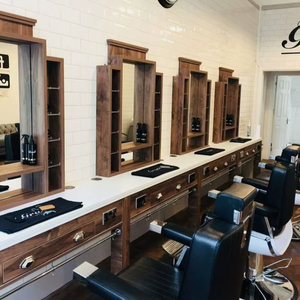 Estación de Espejo de Barbería Moderna de Lujo, Mueble de Salón Duradero y Ajustable de Madera con Estilo, Incluye Espejo de Salón para Uso Comercial - Product Image 2