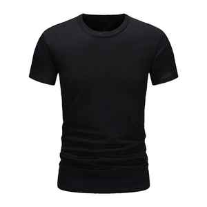100% Jersey de algodón de punto Casual camiseta de hombre patrón sólido bordado de alta calidad mangas cortas transpirables de talla grande buena - Product Image 3