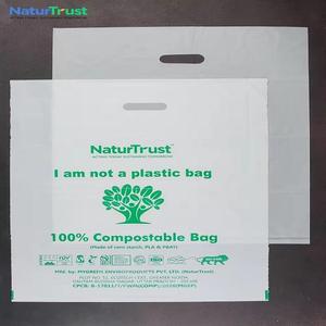 ถุงชอปปิงทำจากแป้งข้าวโพดย่อยสลายได้พร้อมพิมพ์โลโก้ตามสั่งสำหรับร้านขายของชำเป็นมิตรกับสิ่งแวดล้อม - Product Image 5