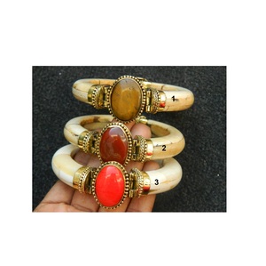 Handmade White Agate Vintage Bone Fashion Bangle India Manufacturer Brass Bangle Cuff Bracelet Handcrafted Jewelry Party Use - Product Image 6