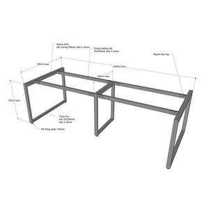 Pieds en acier de conception industrielle robuste pour tables de 240x100 cm, revêtement en poudre HCRT035, pour utilisation en salle de sport, hôpital ou salle à manger - Product Image 3