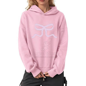 Nouveau Style Custom Made Drop Shoulder Bow Hoodies Haute Qualité Femmes Drop Shoulder Bow Hoodies - Product Image 2