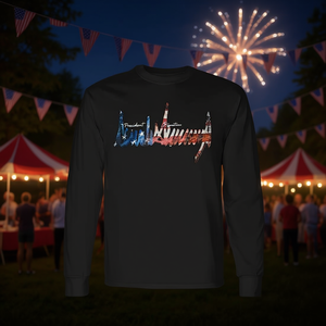 T-shirt promozionale a maniche lunghe President Signature Grunge con bandiera USA, 4 luglio 1776 - Product Image 3