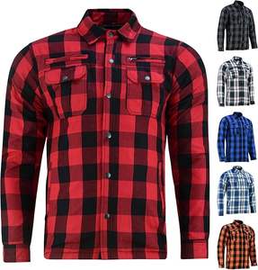 Camisa de Franela para Motocicleta, Talla Grande, Protectora y Resistente al Viento, para Invierno, con Forro y Paneles de Cuero Duradero - Product Image 1