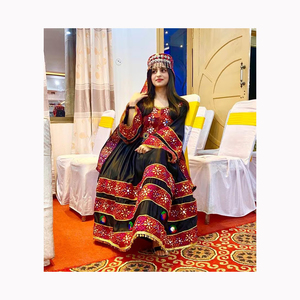 High Quality Beautiful Kuchi Afghani Wedding Dresses Persian Bridal Clothes in Black Afghan Pakhtoon Dress With Mirrors Work - Product Image 4