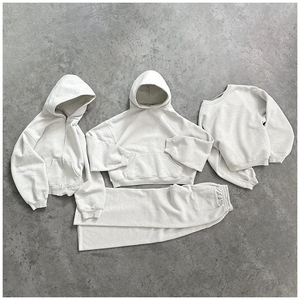 Approvisionnement direct d'usine personnalisé 100% coton sweat à capuche en éponge française hommes surdimensionné Boxy Fit sweat à capuche et pantalons de survêtement ensemble survêtements d'hiver - Product Image 5