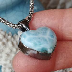 Collar con colgante de Larimar natural-Colgante hecho a mano de piedras preciosas dominicanas de plata esterlina sólida 925 - Product Image 5