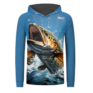 Camisas de pesca de manga larga con capucha para hombre hechas a medida de alta calidad OEM personalizado para hombre de manga larga con protección UV sudaderas con capucha de pesca - Product Image 4
