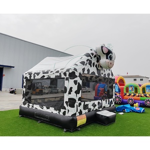 Château gonflable commercial en PVC pour enfants, motif ferme et vache, portable pour parc d'attractions extérieur, trampoline - Product Image 2