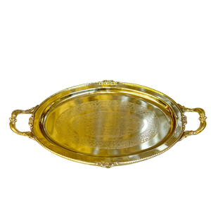 Solid Brass Decorative Round Shape Tray Tabletop Serving Tray Elegant Gold Storage Organizer For Perfume Jewelry Food Tea Candle - Product Image 1