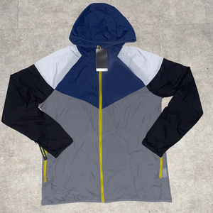 <b>Men's</b> <b>Lightweight</b> Canvas Windbreaker Waterproof <b>Rain</b> <b>Jacket</b> with Hood and Embroidery Decoration - Product Image 2