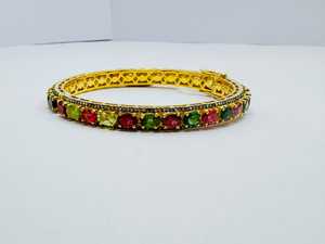 Bracelet de fiançailles de style vintage en argent sterling 925 multi-tourmaline diamant naturel plaqué or bracelets et bracelets en diamant - Product Image 3