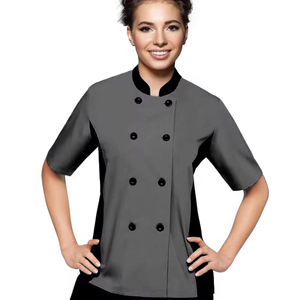 Abrigo de Chef culinario de manga larga para mujer profesional, tela de polialgodón, malla lateral con logotipo personalizado para cocina, comida, restaurante, Bar - Product Image 1