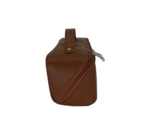 Nueva bolsa de cosméticos con logotipo personalizado Marrón claro Material de PU Bolsas de cosméticos de maquillaje con cremallera Producto de Vietnam - Product Image 6