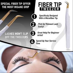 Fiber Tip Grafted Tweezers for Lash Extensions Perfect Lashes With Strong Grip 10mm 75 Mega Volume Beauty Make-up Tools - Product Image 5