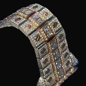 Montre pour homme de haute qualité, entièrement sertie de diamants, squelette, luxe, classique, tendance, quartz, acier inoxydable, style sportif, simple, moissanite, brillante - Product Image 3