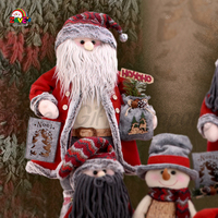 Décoration de Noël Zaves, Père Noël debout en polyester rouge de 14 pouces, avec sac cadeau en forme de pomme de pin HOHOHO