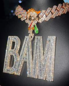 Stunning Children's Cuban <b>Chain</b> Hip Hop Pendant Crafted Care Features Moissanite <b>Diamonds</b> Sterling Silver Elegant Radiant - Product Image 2