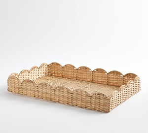 Hot Trend Nuevo producto Bandejas festoneadas de ratán Bandejas de servicio de ratán tejidas a mano naturales Decoración para el hogar de la fábrica de Vietnam - Product Image 5