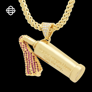 Iced Out Spray Can colgante collar para Hombres 18K chapado en oro Hip Hop Streetwear joyería Micro Pave CZ goteo pintura encanto cadena - Product Image 2