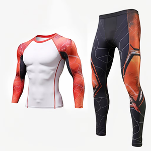 Ensemble de vêtements de sport deux pièces personnalisé avec logo, t-shirt de sport pour homme et legging, ensemble de yoga respirant pour l'entraînement - Product Image 1