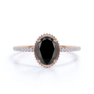 Bague d'anniversaire élégante et simple en argent et or avec diamant de laboratoire de forme ovale, sertie de griffes, pour femme - RCK Global - Product Image 6