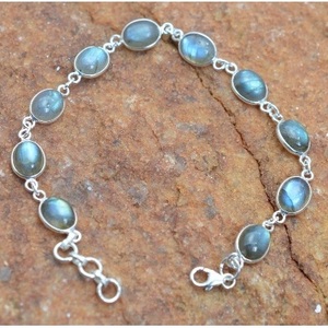 Labradorite Gemstone Tennis Bracelet-925 Sterling <b>Silver</b> Gold Plated - Product Image 1