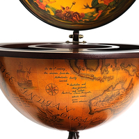 Meuble à boissons Globe artisanal de 17 3/4 pouces, style vintage, chariot de bar pour le stockage de spiritueux, décoration pour la maison et le bureau