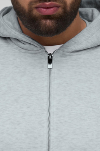 Sweat à capuche d'hiver gris uni, coupe régulière, 100 % coton molletonné épais, respirant, coupe-vent, écologique, avec fermeture éclair intégrale et logo personnalisé - Product Image 6
