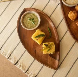 Plateau de conception de feuilles en bois Offre Spéciale avec accessoires de cadeau de vaisselle de restaurant de bol au coût le plus bas - Product Image 2