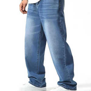 Pantalon en jean 100 % coton de haute qualité, coupe droite unie, décontracté, ample, pour l'extérieur, délavage clair, léger, séchage rapide, hiver - Product Image 5