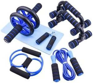 Set de 7 piezas de espuma para ruedas, mangos de empuje, cuerda de saltar, entrenador de fuerza de agarre, set portátil de fitness para el core, azul, verde, negro, para gimnasio - Product Image 4