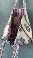 Tas Tote Bohemian Besar Wanita Berbahan Katun India Buatan Tangan dengan Cetakan Blok dan Jahitan, Motif Bunga, Resleting, Cocok untuk Musim Dingin/Musim Panas/Musim Gugur/Musim Semi