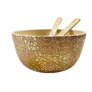 Vente en gros d'ustensiles de cuisine de style boho bol de vadrouille en bambou décoratif bol à salade incrusté poli avec des prix bon marché du Vietnam - Product Image 1