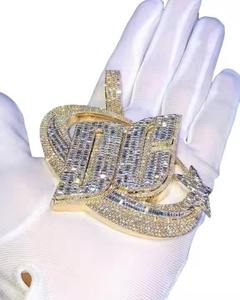 Moissanite DC colgante Baguette corte diamantes Hip Hop joyería Iced Out Stone collar de hombre 925 plata esterlina - Product Image 4