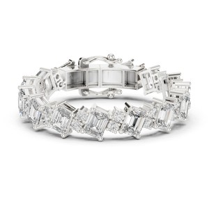 Pulsera de Moissanita con Corte Esmeralda de 27.44 TCW, Plata de Ley 925, Joyería Fina para Novias y Bodas, Pulsera de Tenis de Lujo, Venta al por Mayor - Product Image 1